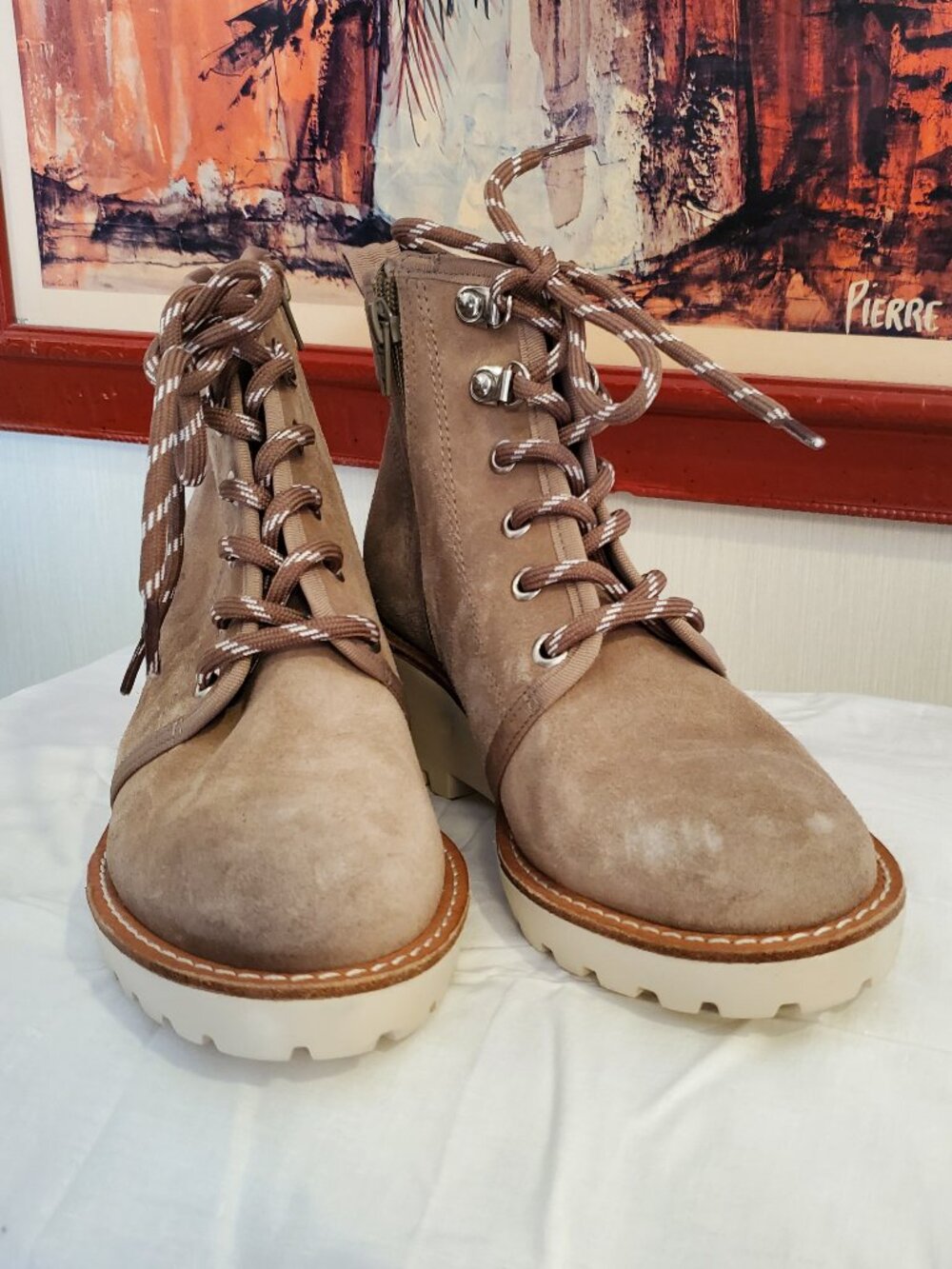 Copper Key Women’s Lace Up Ankle Boots Brown Suede Leather Lugs Size 6 Medium